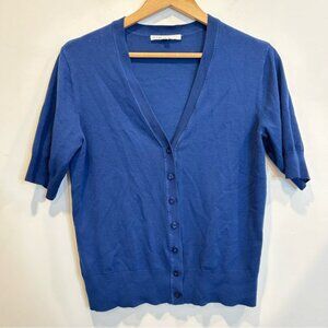 Cleo Short Sleeve Cardigan Sweater Blue